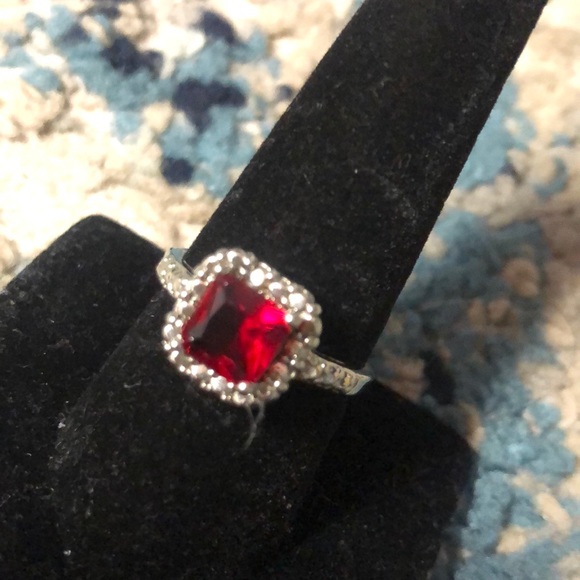 Garnet w/ White Topaz Ring - Picture 1 of 5